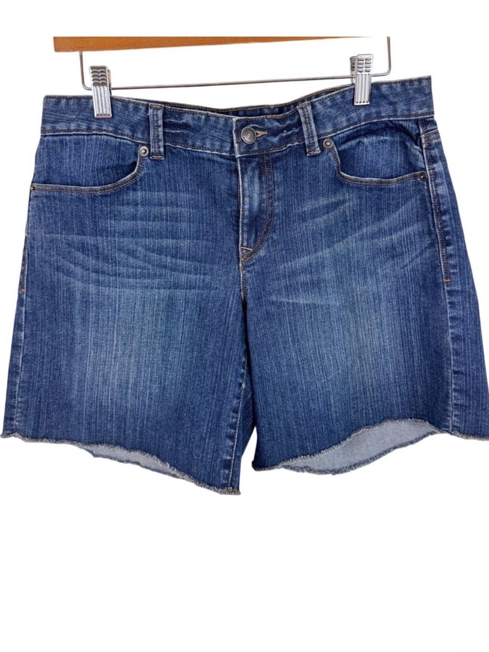 Ann Taylor Loft Womens Size 6 Original Medium Wash Raw Hem Denim Jean Shorts